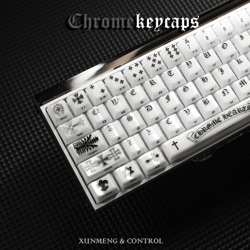 Chrome Hearts Keycaps 80 Phím Cherry Profile ABS PC Wooting Aula F75 Cơ Keycap Đen Trắng In Mặt Thạc