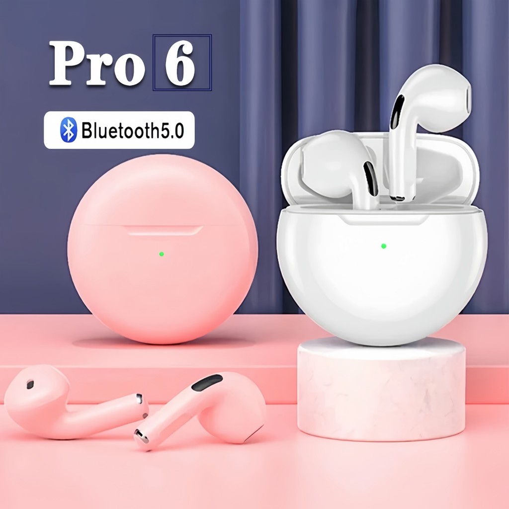 Tai nghe nhét tai Bluetooth Pro6 không dây, hiệu ứng âm thanh vòm không mất, giao tiếp rõ ràng, thích hợp cho điện thoại thông minh có chức năng Bluetooth