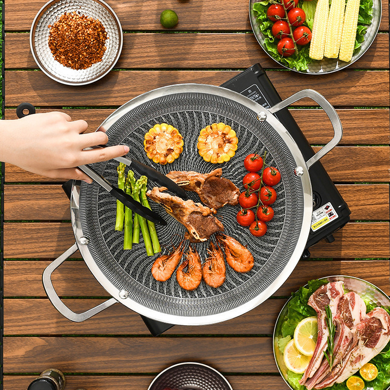 [Chảo nướng 316L] Chảo nướng bằng thép không gỉ 316L Chảo chống dính Chảo nướng Bếp Gas Mở ngọn lửa 