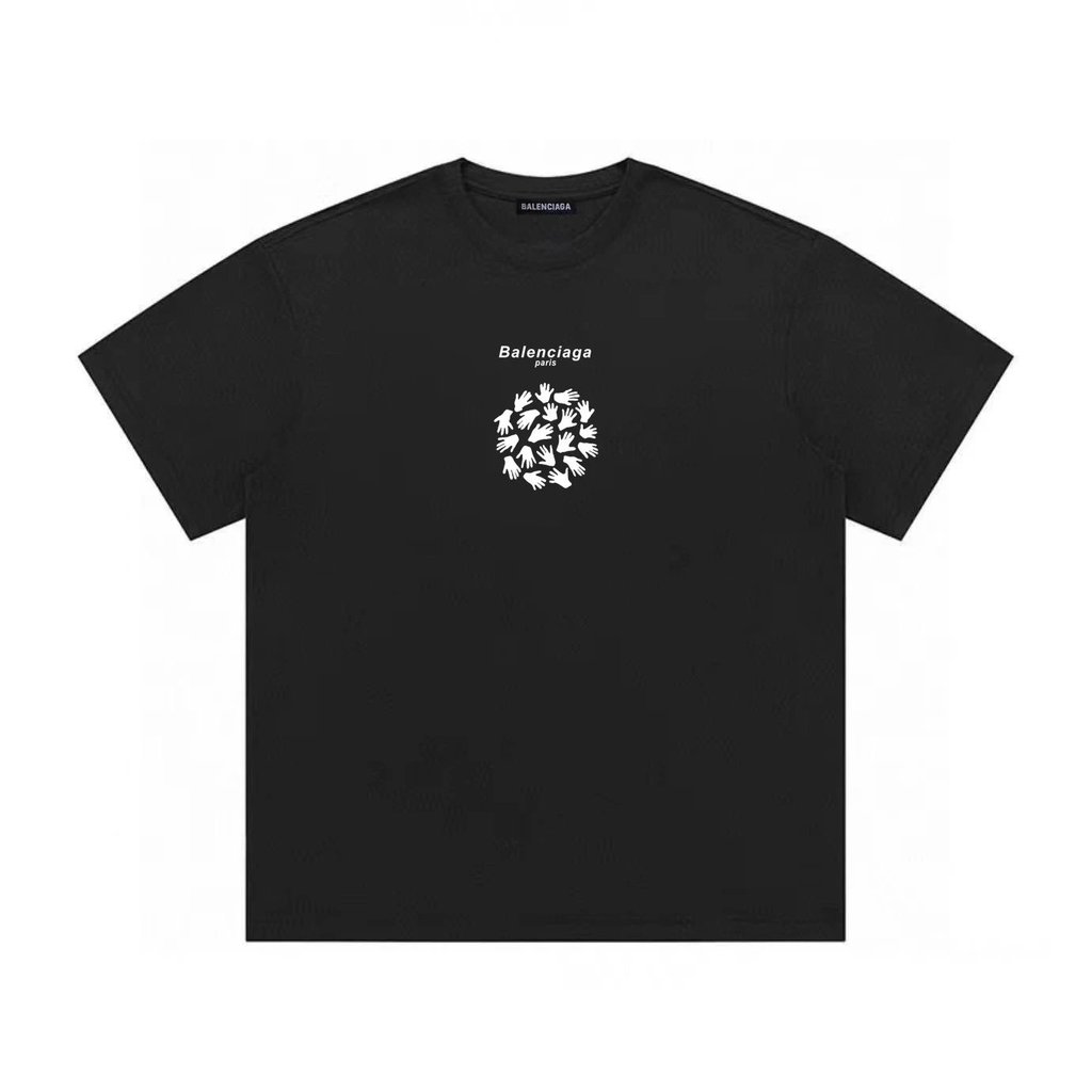 Balenciaga Paris Tay Ngắn Cho Nam Nữ, Hoodie In Hình Lòng Bàn Tay, 260g Cotton Nguyên Chất, Sang Trọ