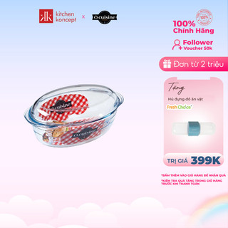 Tô gốm thủy tinh chịu nhiệt oval kèm nắp Ocuisine sản xuất tại Pháp - 33 x 20 x 13 cm