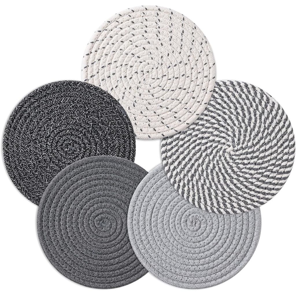 Husfunov 7 Inch Trivets cho đĩa nóng, nồi và chảo, 5 giá đỡ nồi chịu nhiệt cho nhà bếp, Đồ cần thiết