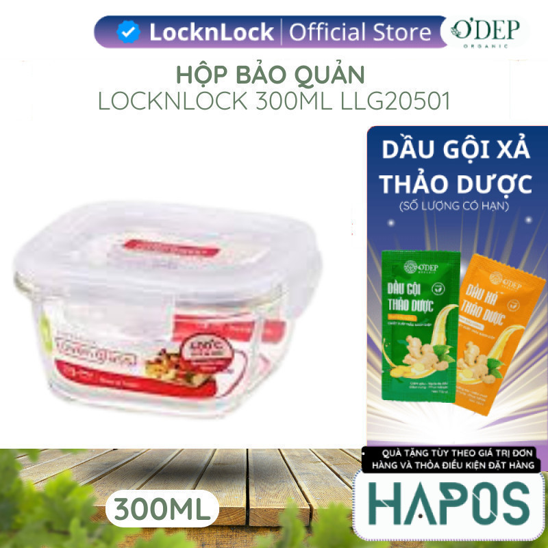 Hộp thuỷ tinh bảo quản thực phẩm dùng được lò vi sóng 300ML LocknLock LLG205 Hàng chính hãng - HAPOS
