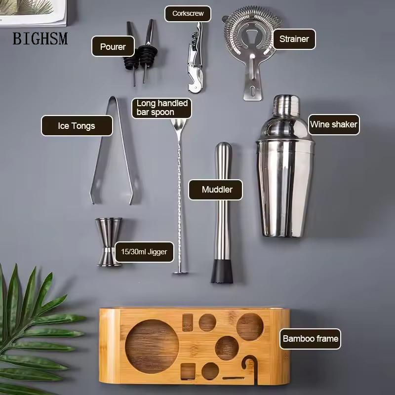 BIGHSM 10 Chiếc Cotail Shaker Set Thép Không Gỉ Bartender Kit Cotail Mixer Rượu Martini Shaker Đảng 