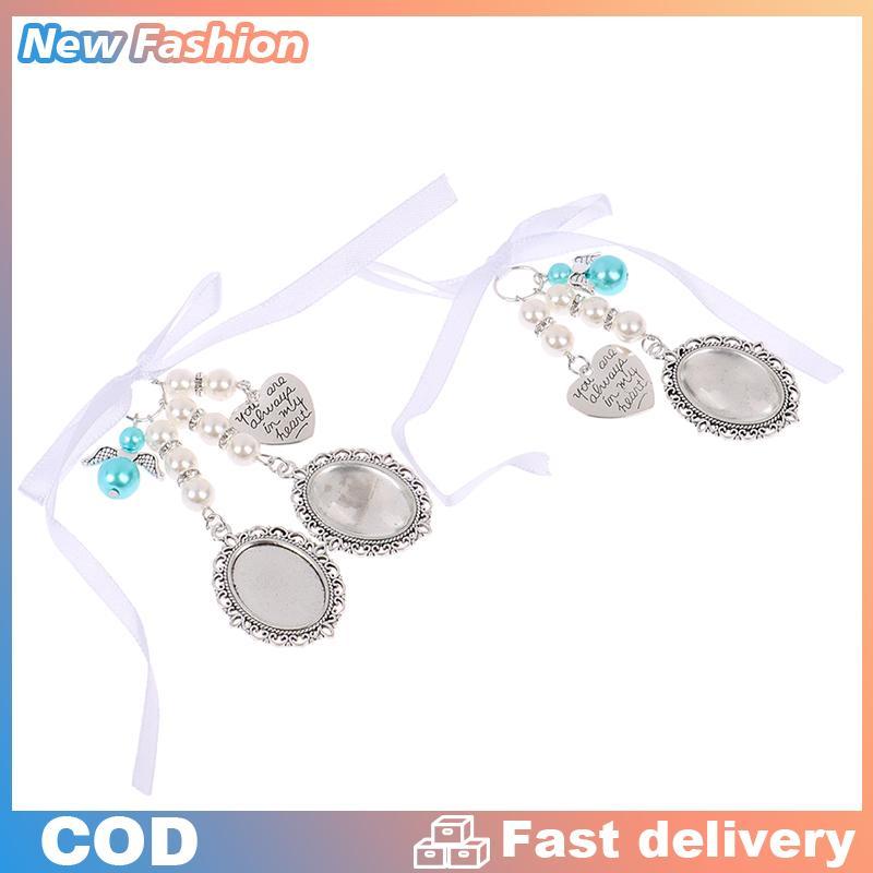 Wedding Bouquet Tim Khung Ảnh cho đám cưới Bộ nhớ Bridal ren oval Bridal Charm thiên thần Mặt dây ch