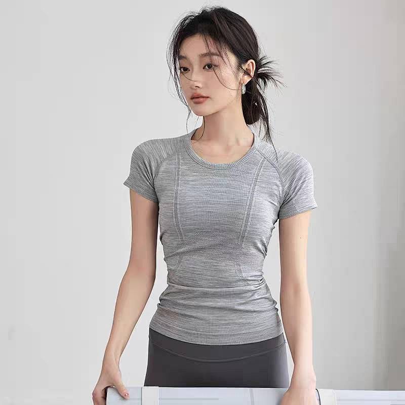 Yoga Exercise Top round Neck Slim Fit Running Training Quick Drying Clothes Pilates Fitness Short Sl
