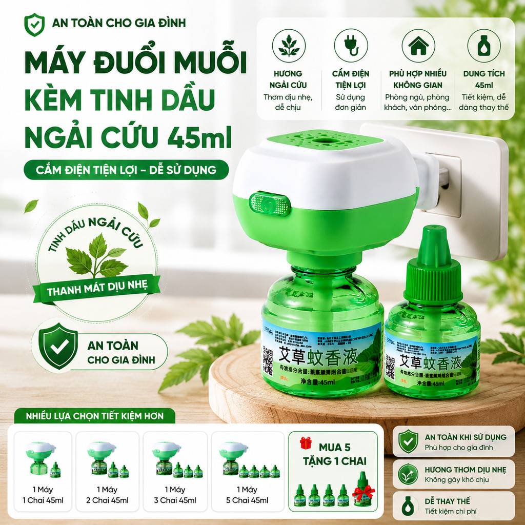LAKESI Set Xông Tinh Dầu Đuổi Muỗi 45ml Cho Phòng Ngủ Spa Thư Giãn B80