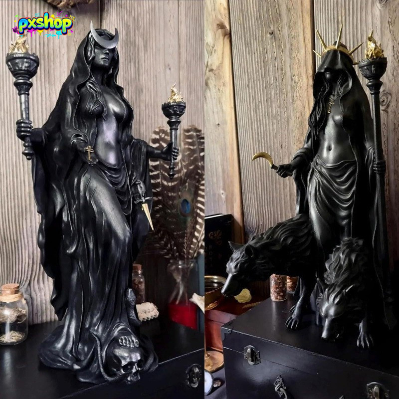 [Hàng có sẵn] Halloween Hekate Niktpolos Phù thủy trong đêm Tượng Nữ thần Gothic Nhựa Trang trí Tượn