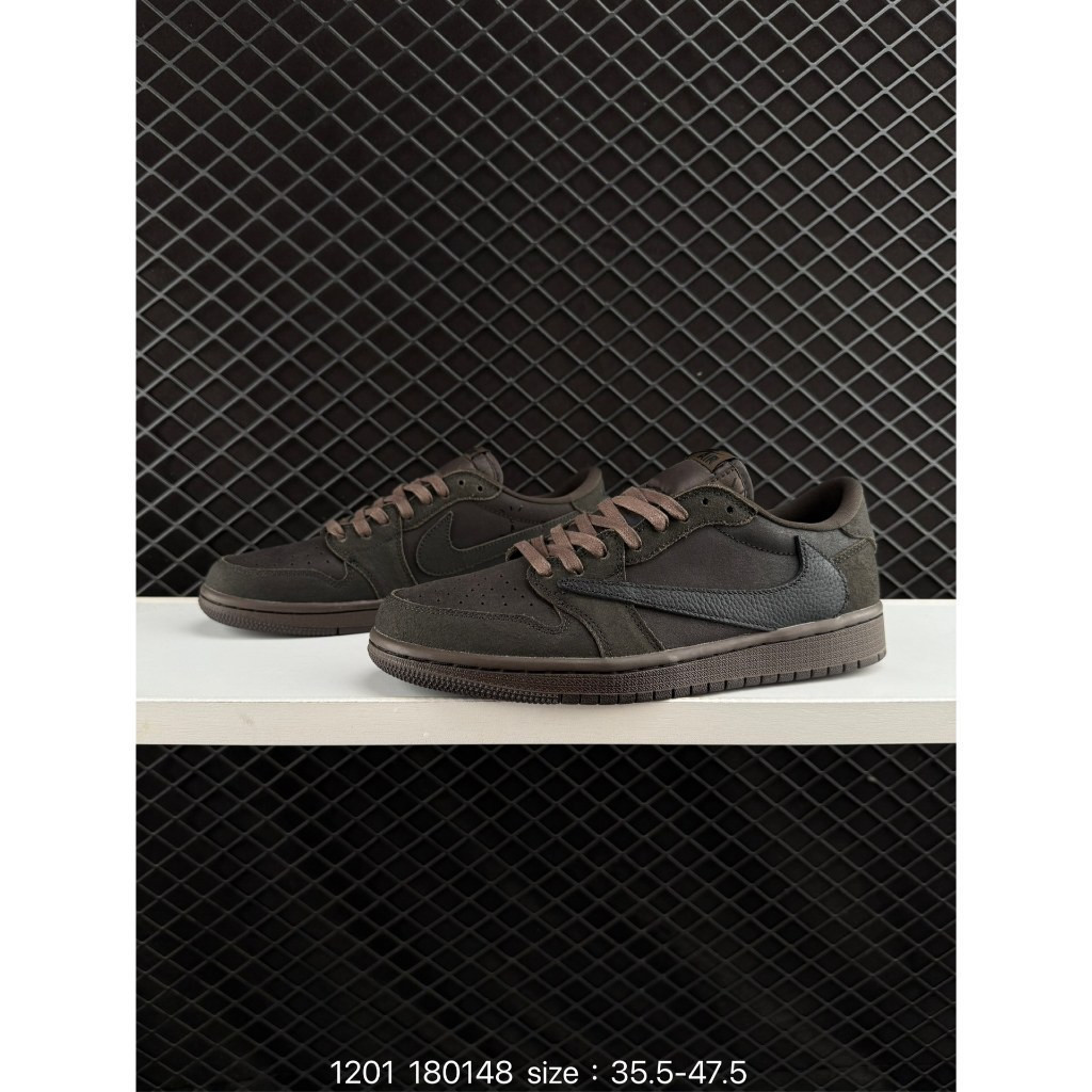 Giày bóng rổ Travis Scott x Air J1 Low "Velvet Brown" Inverted Hook Co thương hiệu
