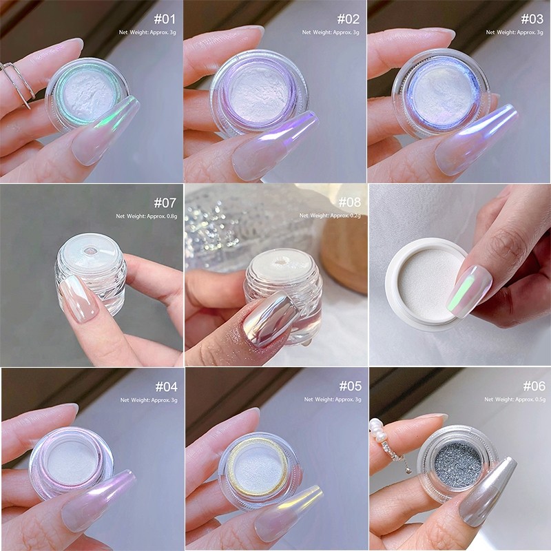 Sắc tố NICOLE DIARY Pigment Chrome Auroras White Rub Over Trang trí