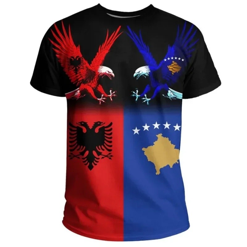 Áo thun in Logo Albania cổ điển dành cho nam / nữ Sản phẩm Albania-Cosovo