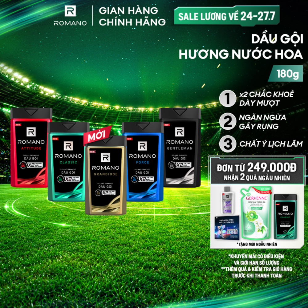 Dầu gội nam Romano hương Nước hoa nam 180g