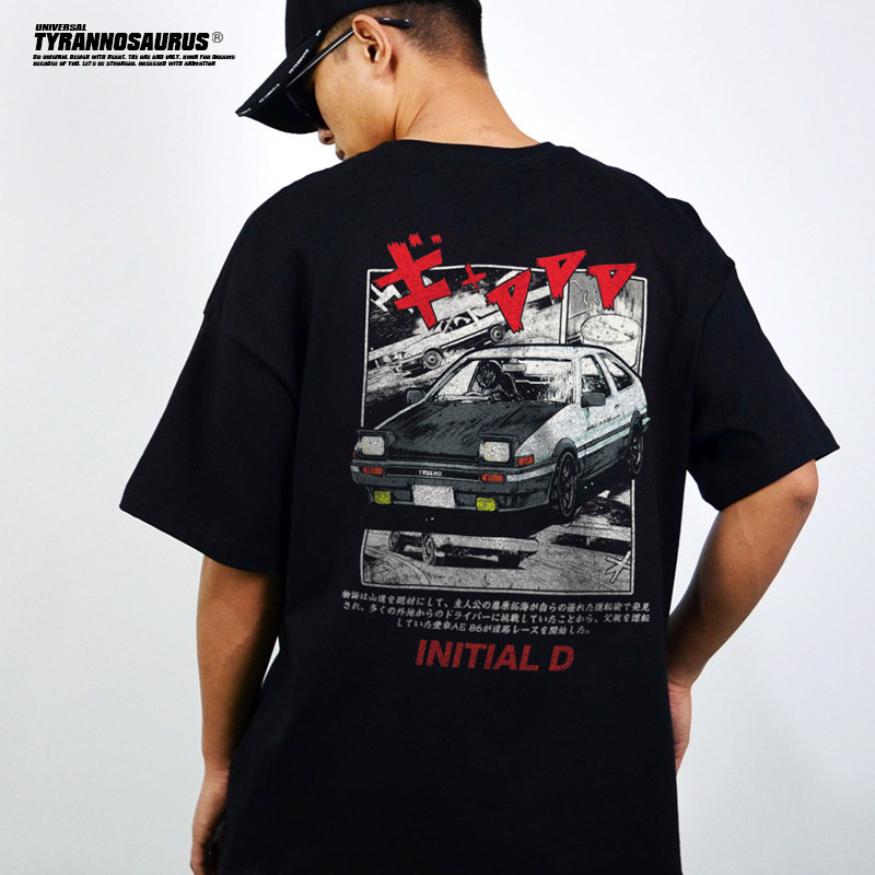 Lưng AE86 Manga Nhật Bản Đua Cảnh Đồ Họa In Áo Thun Cotton Rời Ban Đầu D JDM Unisex Casual Top 7.25