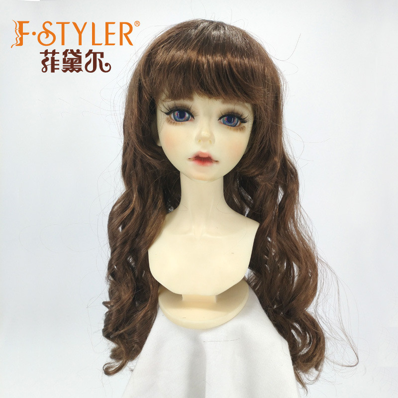Fidel Tóc Giả BJD Búp Bê Tóc Giả 3 Điểm 4 / 6 Điểm Lớn Bé Nhỏ Vải Tóc Giả Dài Xoăn GK608