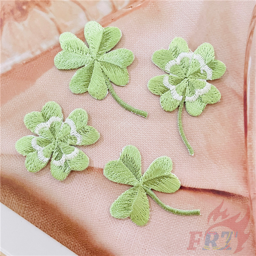 ※ Miếng dán sắt cỏ ba lá may mắn ※ 4 cái / bộ Miếng dán thời trang DIY Four Leaf Clover