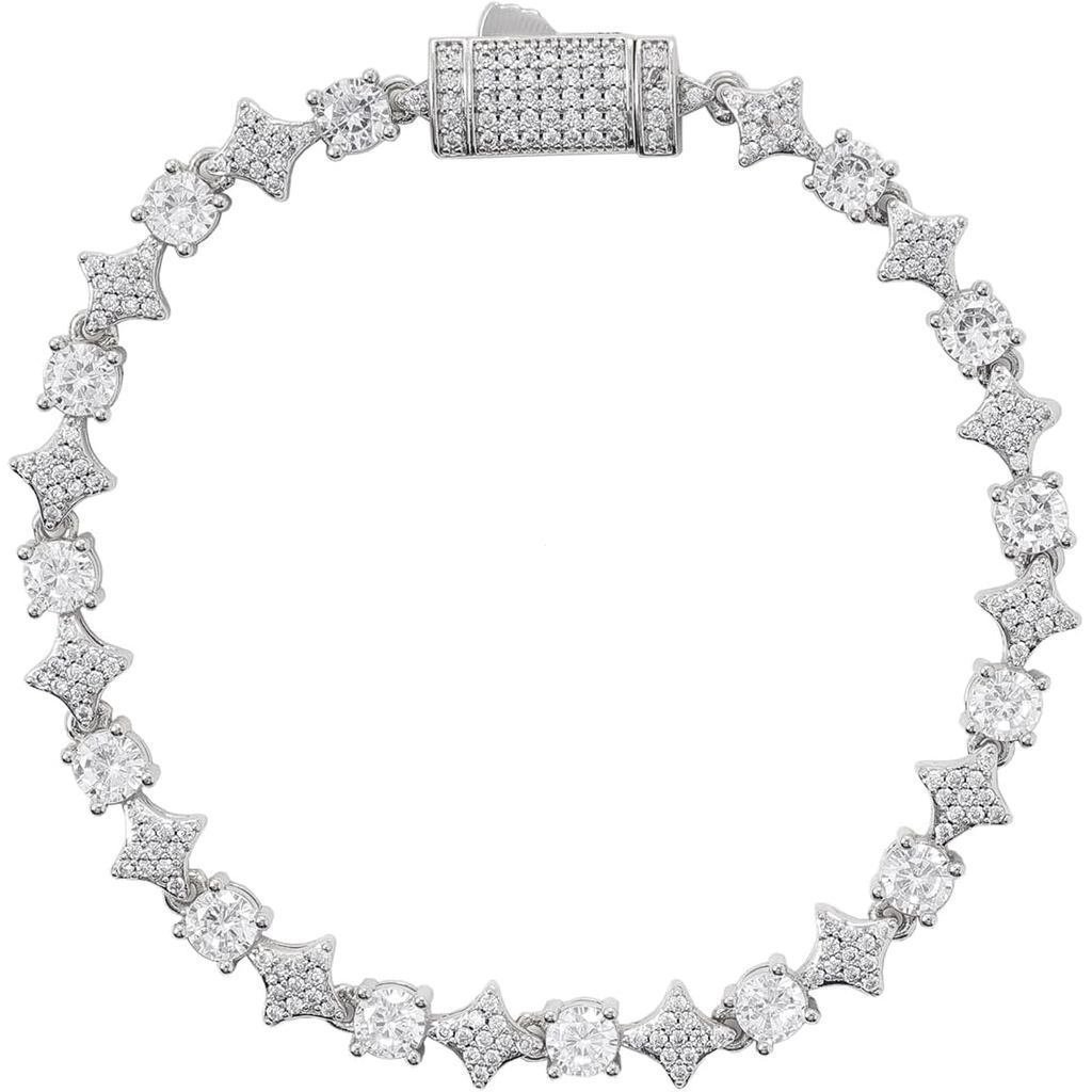LuxeFlexStarBraceletforMen & Women – 6mm14KGold / GoldPlated, 5ACubicZirconiaIcedOutCelestialJewelry