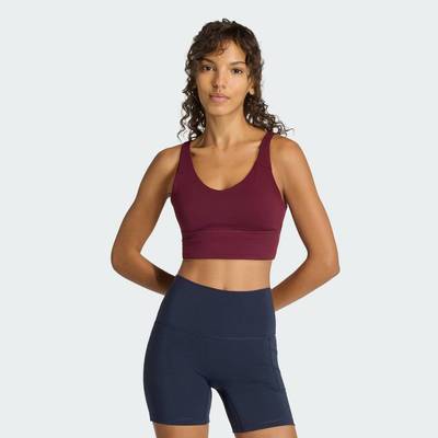 adidas Gym & Training 3 Stripes Studio All Me Light Support Bra Women Burgundy HZ0874