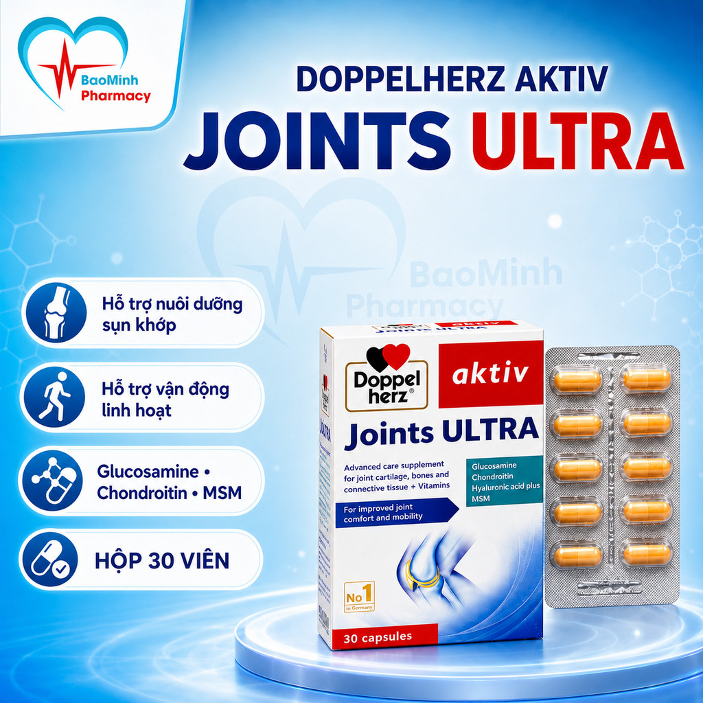 Viên uống Doppelherz Joints Ultra hỗ trợ cải thiện chức năng và ngăn ngừa thoái hóa khớp (Hộp 30 viê