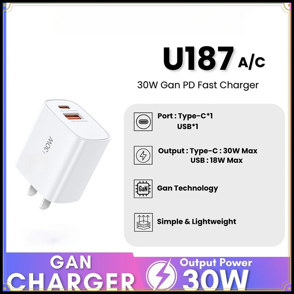 Củ Sạc Nhanh 30W PD3.0 | Type‑C + USB + Lightning | 4.5V/5A – 5V/4.5A | Cho iPhone – Samsung – Xiaom