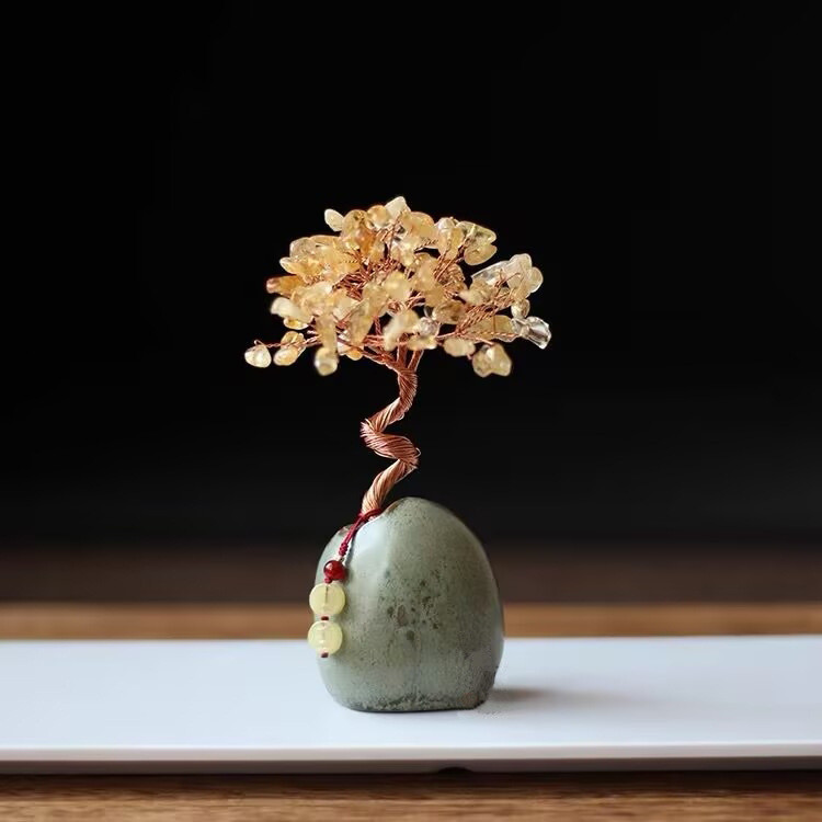 Cây Tài Lộc Đá Thạch Anh Tự Nhiên Dáng Bonsai Mini Kim Ngân Tinh Anh | KCRAFT - World of scents