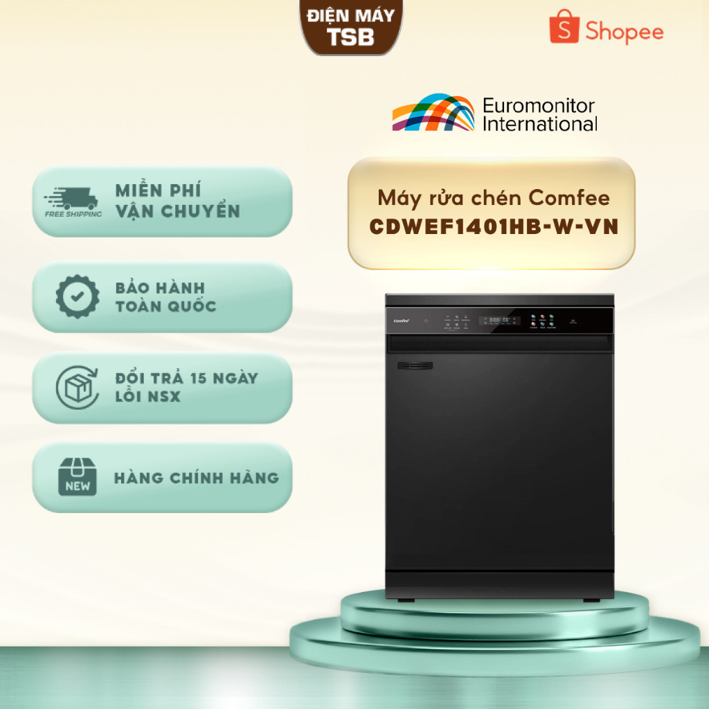 Máy rửa chén Comfee CDWEF1401HB-W-VN - 14 bộ - Bảo hành chính hãng 24 tháng