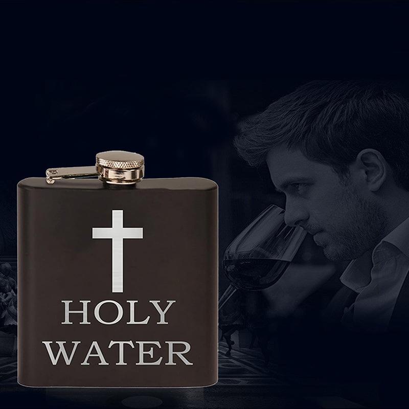 168ml mô hình chữ thập nước thánh chai đen Hip Flask thép không gỉ Hip Flask Hip Flask hip nắp vặn