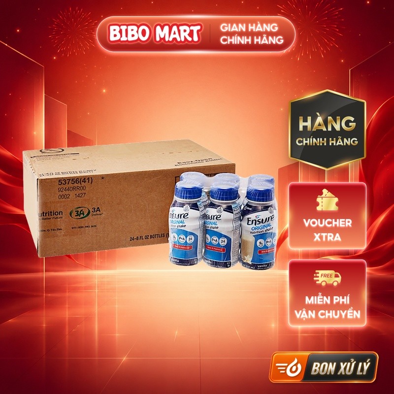[KOL] Thùng sữa nước Ensure Vani 237ml (4 lốc/thùng) - BM003.1
