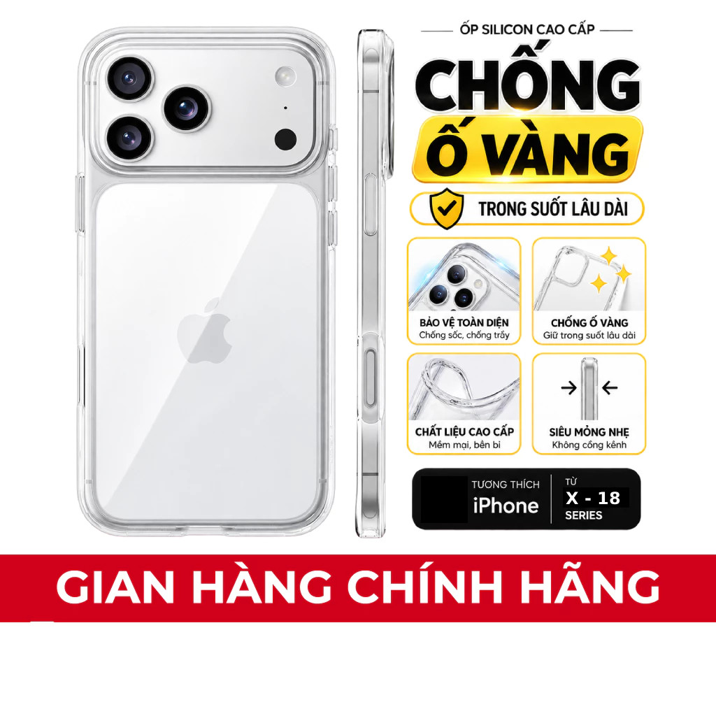 Ốp Lưng iPhone Chính Hãng WEKOME Likgus Crystal Trong Suốt Chống Ố Vàng Chống Xước Chống Va Đập Bảo Vệ Camera