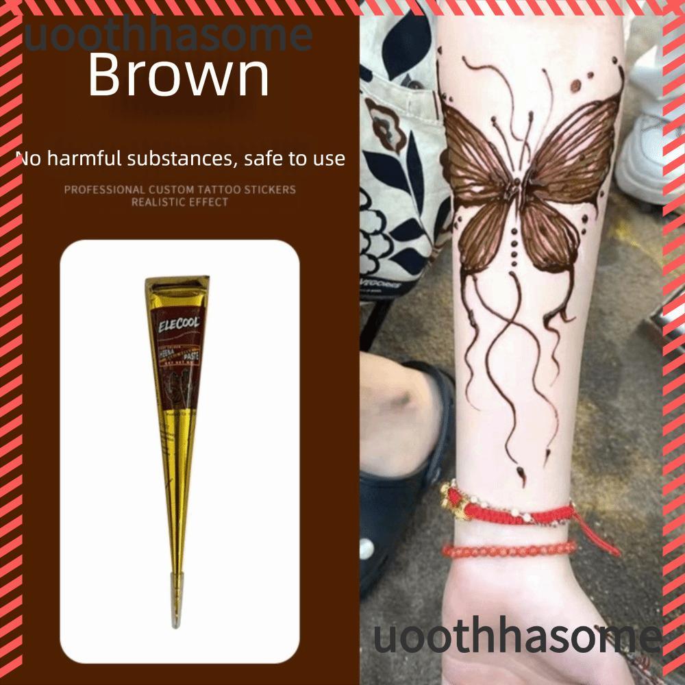 UOOTHASHASOME Henna Tattoo Cream, Bán vĩnh viễn Black Brown Paste Cone, Henna Tattoo Cream Dễ sử dụn