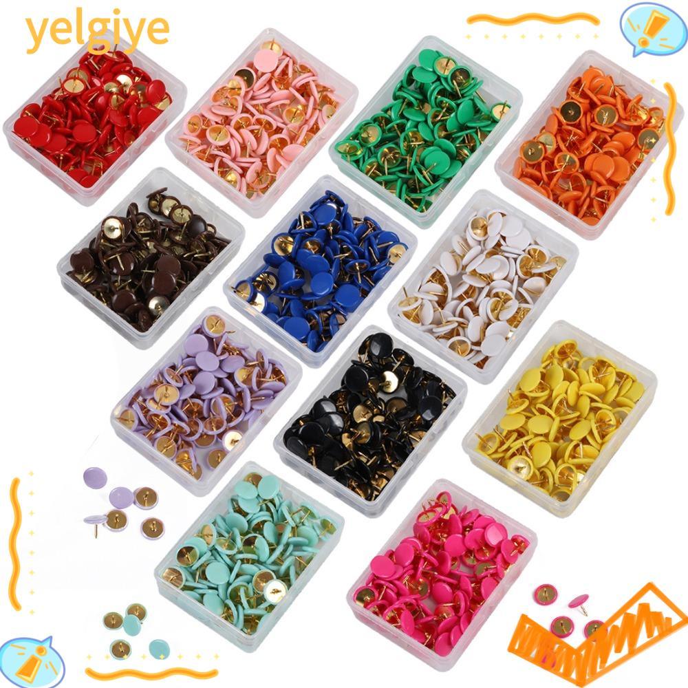 YELGIYE 100 Cái Chân đẩy tròn, Tacks Point Bulletin Vẽ Tacks, Đầu tròn màu kim loại Thumb Cork Board