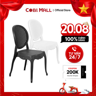 Ghế Nhựa Đúc Liền Khối, Lưng Tròn, Kiểu Cổ Điển, Không Tay Vịn Màu Đen - Cobi Home