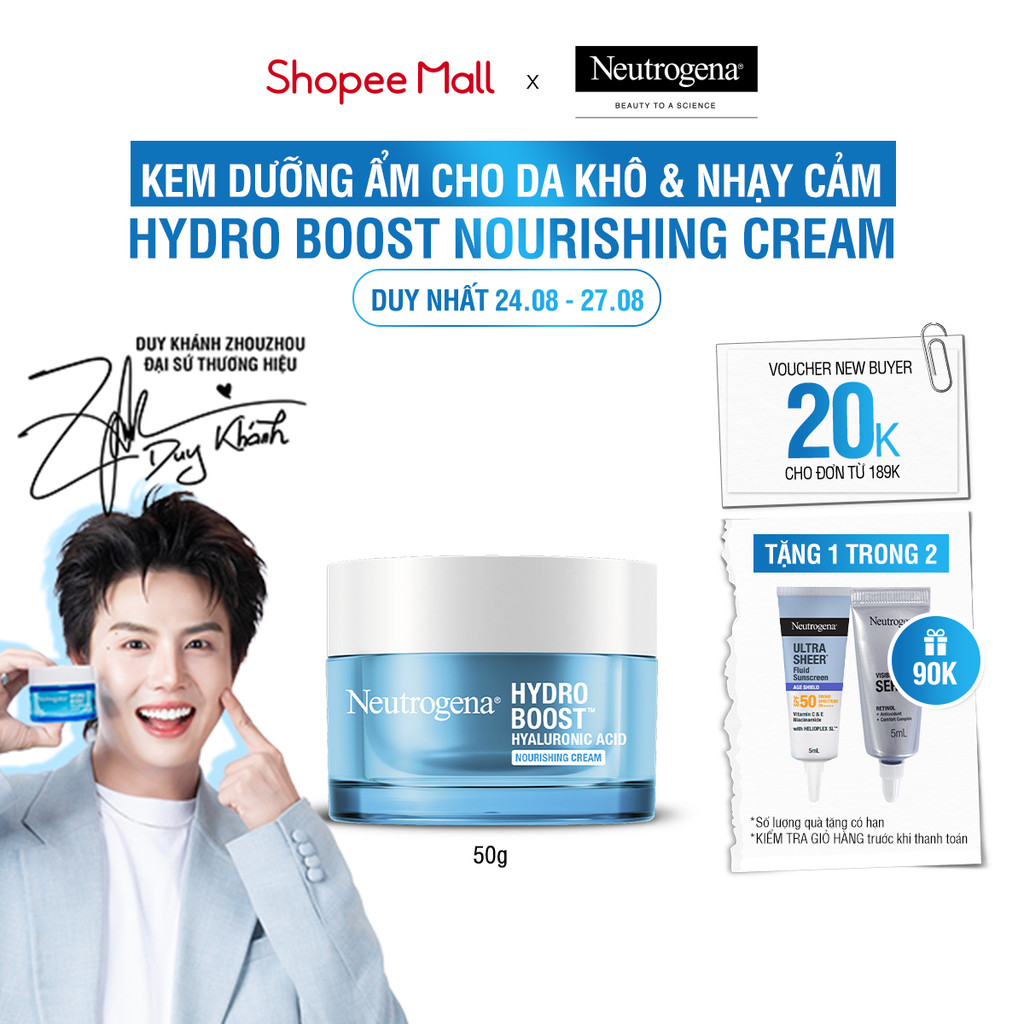 Kem dưỡng ẩm cho da khô Neutrogena® Hydro Boost Hyaluronic Acid Nourishing Cream (50g)
