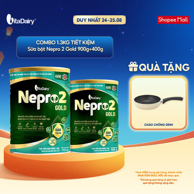 [COMBO 1.3KG TIẾT KIỆM] Sữa bột Nepro 2 Gold - Phù hợp cho người bệnh suy thận có lọc máu ngoài - Lon 900g+400g