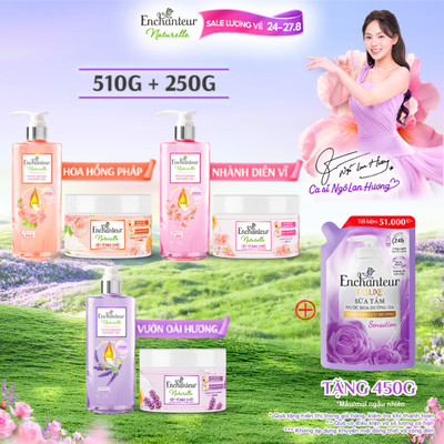 Bộ đôi Sữa tắm 510g & Tẩy tế bào chết 250g dưỡng da thiên nhiên Enchanteur Naturelle