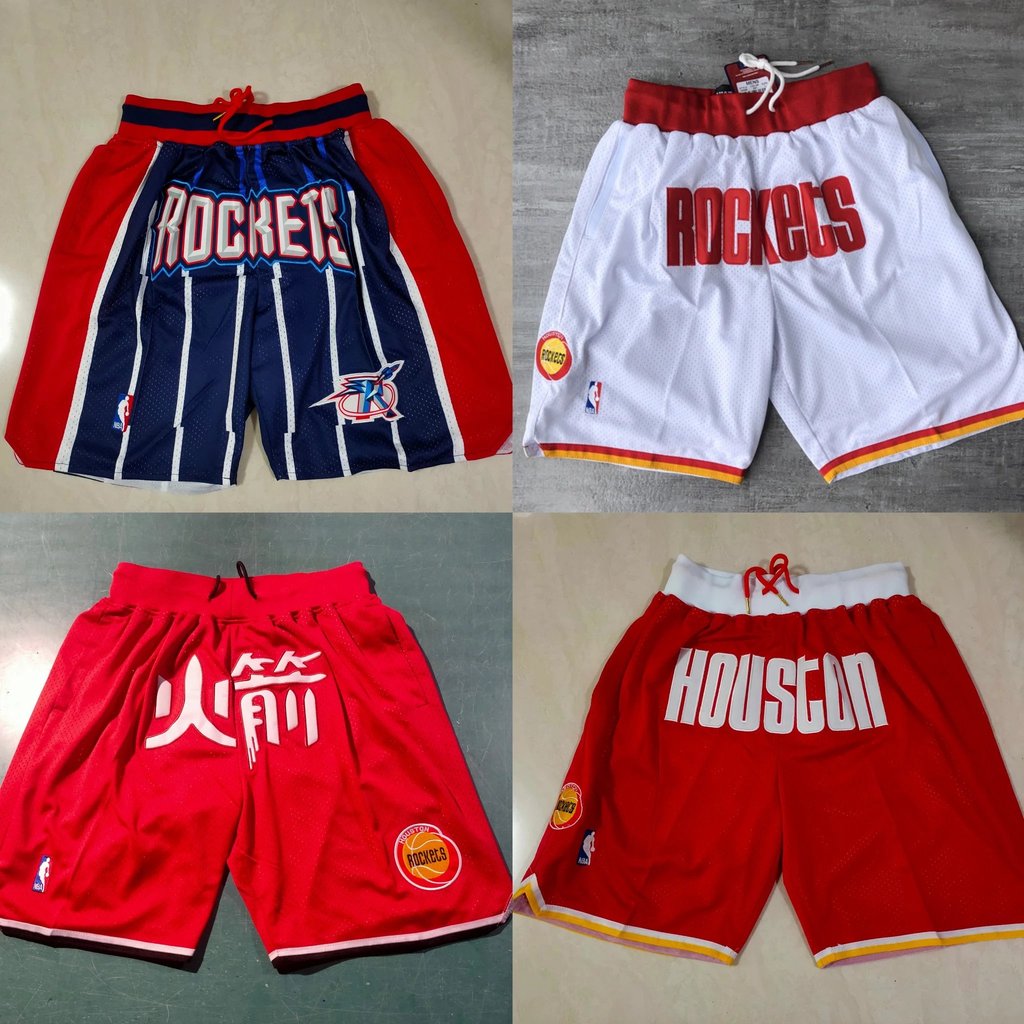 NBA League Houston Rocket Retro Đóng Quần bóng bốn túi thêu