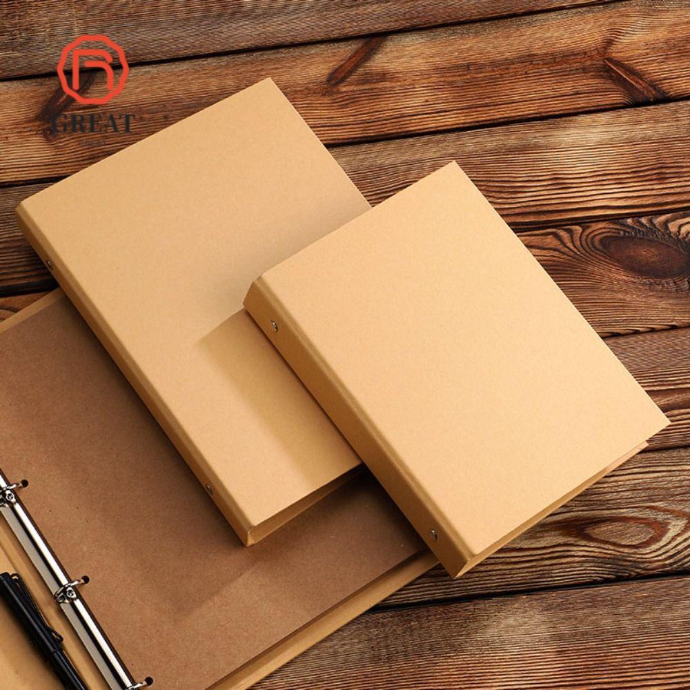GREATMY Kraft Paper Binder Cover, A5 B5 A4 Kraft Paper Binder File Clip, Trang bên trong cổ điển