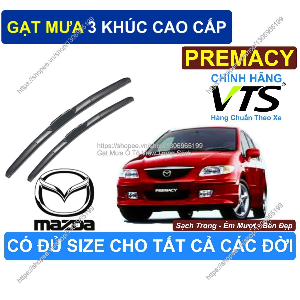 Gạt Mưa 3 Khúc Cao Cấp, Gạt Mưa Trong Sạch Kính Lái Mazda Premacy, Cặp Gạt Mưa Kính L.ái Mazda Prema