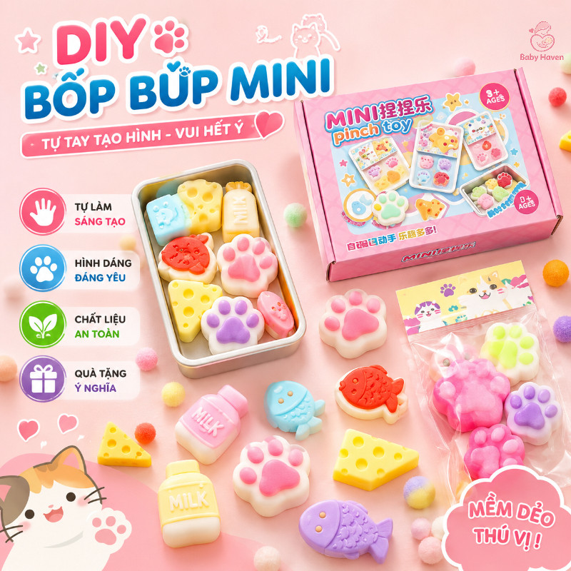 Bộ Kit Làm Squishy Silicone Mềm Chính Hãng, Nhiều Chủ đề, Không Cần Nung, An Toàn, Giảm Căng Thẳng C