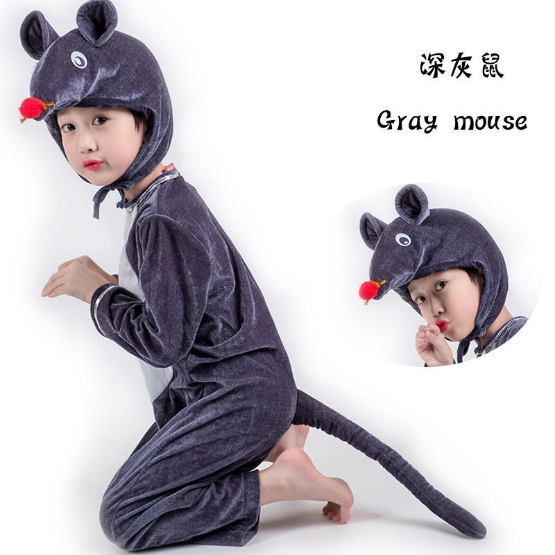 Trang phục chuột nhỏ cho trẻ mới biết đi, trang phục biểu diễn chuột hamster màu xám cho người lớn v