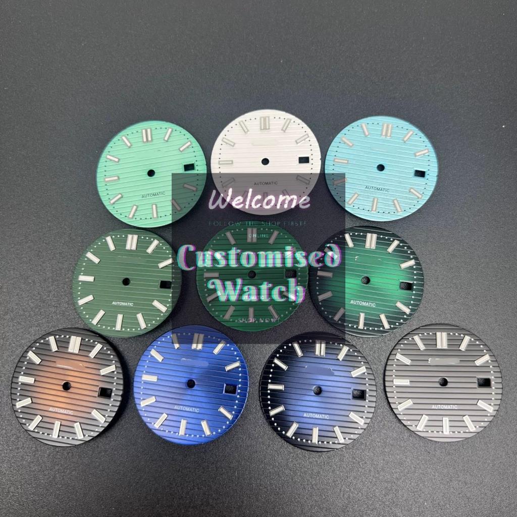 [NH35] Ốc sên vẹt sửa đổi bề mặt đồng hồ 30,5mm Nail Green Luminous Dial Adapt NH35 Cơ chuyển động
