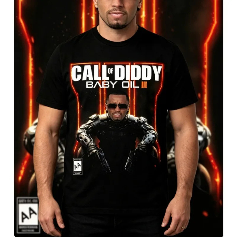 Áo thun họa tiết "Call of Diddy" Tay ngắn cổ tròn Cotton nguyên chất Thích hợp cho cả nam và nữ (Siz