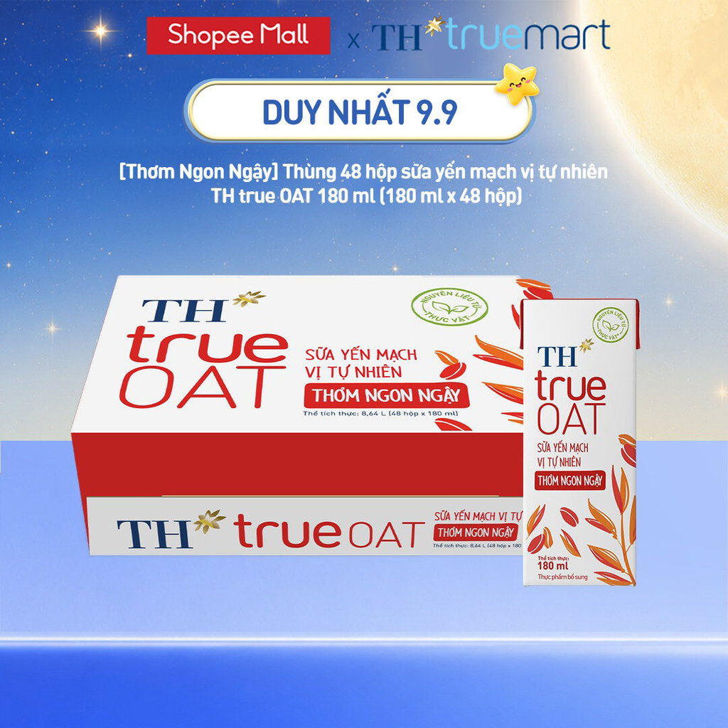 [BAO BÌ MỚI] Thùng sữa yến mạch TH true OAT vị tự nhiên MỚI Thơm ngon ngậy 180ml (48 Hộp)