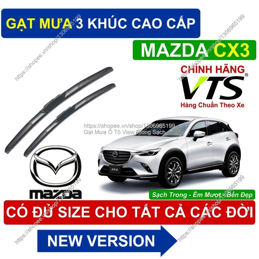 Gạt Mưa 3 Khúc Cao Cấp- Gạt Mưa VTS Kính Lái Mazda CX3- Cặp Gạt M.ưa Kính Lái Mazda CX3-  Mazda CX3
