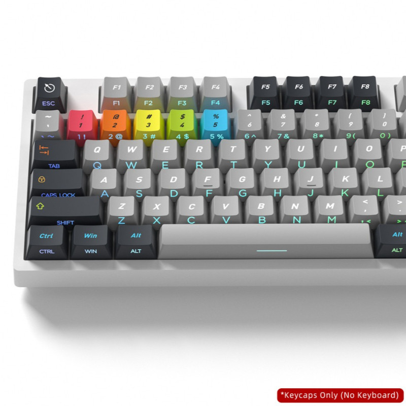 Bộ Keycaps màu xám in bên cạnh Shine Through Cherry Profile PBT DYE-Sublimation cho bàn phím cơ MX 6