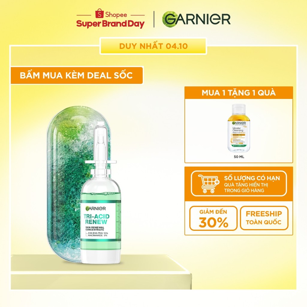 Serum Tri-Acid Garnier thế hệ mới 15% [PHA,AHA BHA ,NIACINAMIDE] giúp da trông sáng hơn láng hơn khỏ