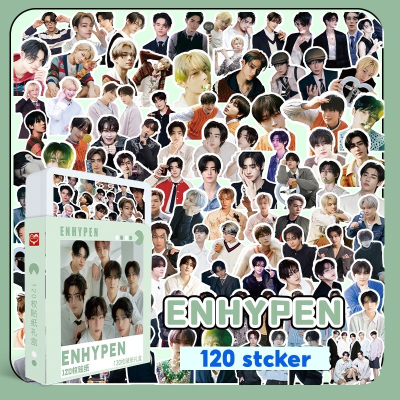 Hộp nhựa 120 miếng hình dán Sticker nhóm nhạc ENHYPEN (không trùng nhau)