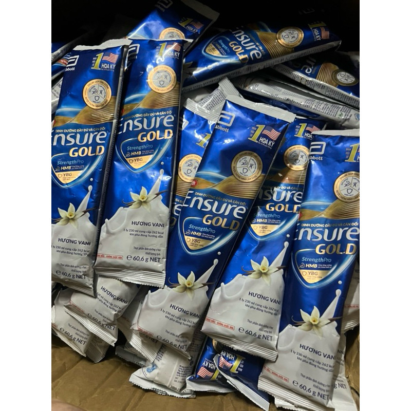 Combo 50 gói ensure gold các hương vị vani, ít ngọt, hạnh nhân lúa mạch date mẫu mới