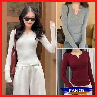  Áo thun nữ cổ trụ dài tay áo kiểu nữ form ôm body tạo thắt eo nhiều màu dễ mặc chất cotton hàng đẹp A314 PANOSI 