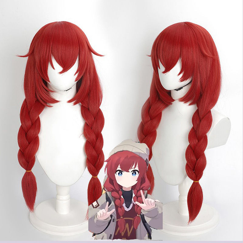 Tóc giả đỏ cosplay Makoto Blue Archive (Truth Seeker), chất liệu Pengpeng kèm sợi lụa