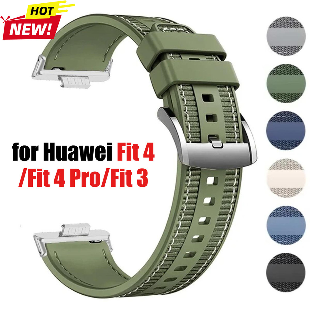 Dây đeo Nylon bện bằng silicon cho Huawei Watch Fit 4 / 4 Pro Dây đeo silicon cho Huawei Watch Fit 3